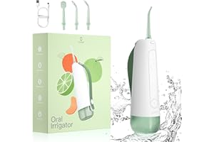 Oclean W10 irrigador de agua con 4 puntas de chorro reemplazables, irrigador oral profesional, portátil para viajes y para uso doméstico, 5 modos de hilo dental, recargable, verde