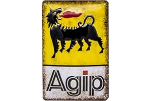 LUCKYLINDE geprägtes Blechschild passend für AGIP Fans, Deko Werkstatt, Garagen Tankstelle Rallye Auto Oldtimer Schild 20 x 30 cm (AGIP)