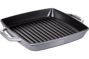 STAUB Gril en Fonte avec Double Poignée, Carré, 28 x 28 cm, Gris Graphite