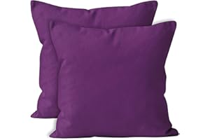 ENCASA XO Encasa Homes Kissenbezüge 2 stück (40x40 cm) - Lila- Weiche Baumwolle Leinwand unigefärbt rechteckigen Kissenbezug Dekorative für Wohnkultur Wohnzimmer Schlafzimmer Sofa Waschbar
