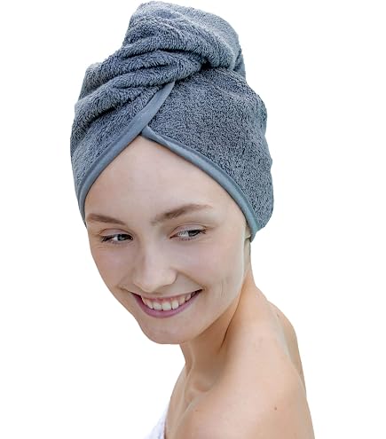 Turban Cheveux Carenesse - 100% Coton - Serviette Absorbante Pour Séchage - Rose Avec Bouton
