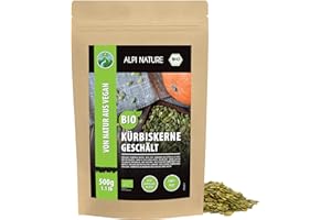 Alpi Nature Graine de Courge BIO 500g, Graines de Courge Crues et Pelées pour Salades, Smoothies et Desserts