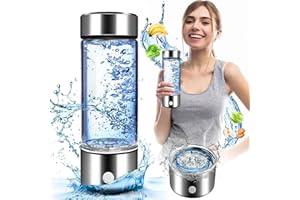 HOIDOKLY Hydrogen Water Bottle, Hydrogen Rich Water Generator, Rechargeable Portable Glass Hydrogen Water Ionizer Machine with SPE and PEM Technology, for Daily Office Home Travel and Fitness Drinking(1PCS)