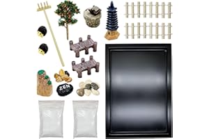 Cayway 22 Pz Zen Garden, Mini Jardín Zen con Bandeja, Decoración de Jardín DIY Zen para Jardín Zen para La Oficina en Casa
