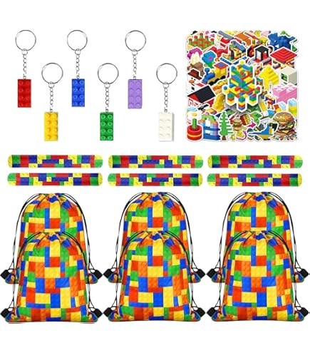 82 Pezzi Kit Bomboniere Blocchi Costruzione - Auto, Occhiali, Adesivi E Braccialetti Per Feste Bambini