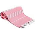 Turquoise Home, Large Beach Towel 100% Cotton - Soft and Durable, Ideal for Sauna, Spa, Yoga, and Pool, Pink Fouta (1 Unit), 100x180 cm