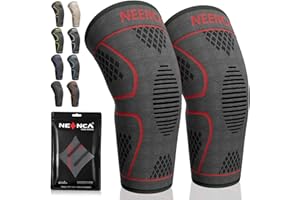 NEENCA Tutore Ginocchio(2 pezzi), Ginocchiera Ortopedica Sportiva Compressione Ginocchio, Supporto per Legamenti Menisco, Rotula, Artrite, Sollievo dal Dolore, Corsa, Pallavolo, Calcio, Sport