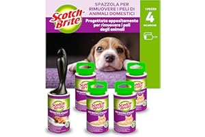 Scotch-Brite Pet Extra Sticky, Spazzola Extra Adesiva per Rimuovere i Peli Degli Animali Domestici + 4 Ricariche, 240 Fogli Totali