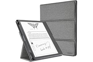 CoBak Etui na Kindle Scribe – skórzane etui premium z uchwytem na długopis, automatycznym trybem uśpienia/czuwania – kompatybilne z Kindle Scribe 10,2" (wersja 2022/2024), szare
