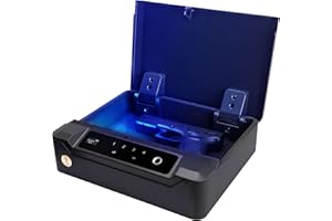 BOOSTEADY Gun Safes for Pistols, Smart Biometric Gun Safe with LCD Monitor and Acrylic Touch Keyboard, Quick-Access Handgun Safe Gun Lock Box with Fingerprint Lock, Keypad and Keys