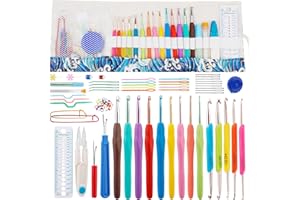 Benlay 73 Pièces Kit de Crochet, Kit de Crochet Ergonomique avec sac de rangement et accessoires de crochet, Kit de Crochet DIY Pour Les Débutants et Les Amateurs de Crochet Expérimentés