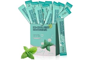 Liillya Bain de Bouche Format Voyage, Sans Alcool Rince Bouche Menthol Paquets de Rince-bouche MiNi Portable- Ldéal Pour le Travail,Lave Bouche en Sachet Unidose 20 Paquets Individuels
