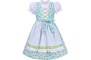 SUNNY FASHION Dziewczyny Niemiecki Dirndl Sukienka Kostiumy Do Bawarski Oktoberfest Klasyczny Różowy 4-12 lat