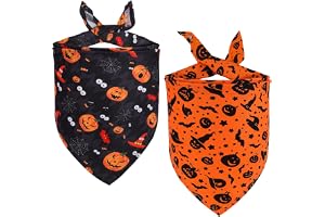 SRIZIAN 2 st halloween hundbandanas, justerbar triangel katt hund halsduk, triangelhalsdukar med pumpamönster, hund halloween