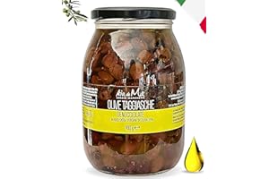 AIA DE MÂ SERGIO MARCHETTI Olive taggiasche denocciolate, 1 vasetto in vetro da 900gr olive in olio extravergine di oliva dal gusto autentico, Olive taggiasche della riviera Ligure, Olive denocciolate lavorate a mano in Liguria