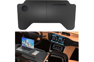 Yinnhom Car Laptop Desk for Tesla Model 3 Model Y, Folding Laptop Work Table Steering Wheel Tray, Carbon Fiber Tray, Multi-use Vehicle Seat Mount Desk for Working, Reading, Dining, Notebook Laptop
