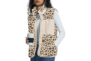 Kistore Teddy Fleece Weste Damen Ärmellose Weste Stehkragen Teddyjacke Leicht Herbstmantel Reißverschluss Fleecemantel mit Taschen