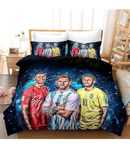 Federa E Copripiumino FC Schalke 04 - 100% Cotone, 135x200 Cm + 80x80 Cm, Biancheria Letto Da Calcio, Blu Con Strisce E Logo