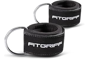 Fitgriff® Sangle Cheville Musculation Poulie V2 (Fortement Rembourré) - Sangles de Jambe Entrainement pour Sport, Fitness, Exercice, Gym, Tirage, Cable Machine - Ankle Straps