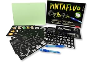 JUEGACONMIGO Pintafluo, czarodziejska tablica dla dzieci. Rysowanie ze światłem. Dwustronna i podwójna grubość. Zawiera 2 długopisy i 10 szablonów w rozmiarze A4)