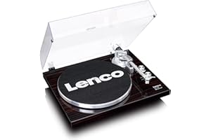 Lenco LBT-188 Plattenspieler - Bluetooth Plattenspieler - Riemenantrieb - 2 Geschwindigkeiten 33 u. 45 U/min - Anti-Skating - Vinyl zu MP3 digitalisieren - Dunkelbraun, LBT-188 WA, Wallnuss