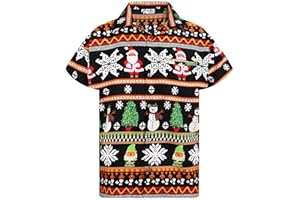 King Kameha Funky Hawaiihemd Herren Kurzarm Fronttasche Hawaii-Print Weihnachten Christmas Designs Santa Rentier Allover