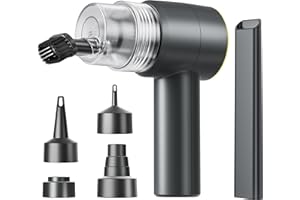 QPAU 6-in-1 Electronics Compressed Air Dusters, 2-Speed Cordless Rechargeable Reusable Air Cleaner Dusters, Air Blower Cleaner for Laptop, Keyboard, Electronics with LED-Light