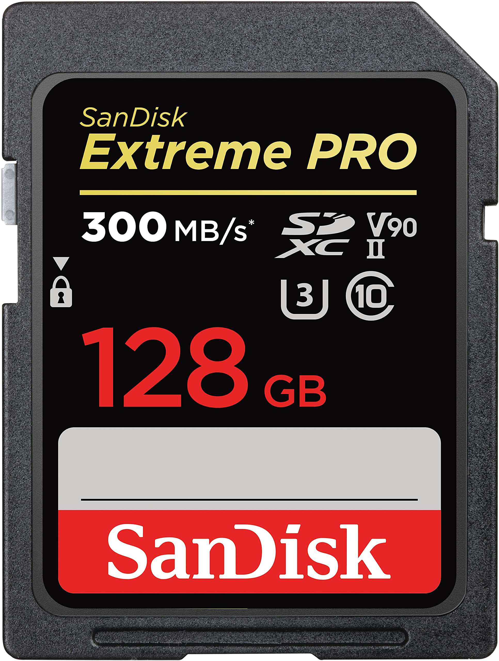 SanDisk Extreme PRO 128GB SDXC Memory Card up to 300MB/s, UHS-II, Class 10, U3, V90 for 8K Video, Black
