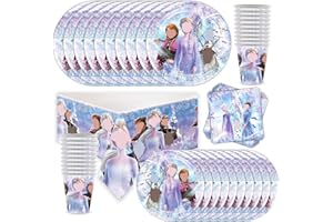 Shamoparty ELSA 61 Pezzi Stoviglie per Feste, 20 Persone Festa Congelata, Piatti, Tazze, Tovaglioli,Tovaglie, per Decorazione di Stoviglie per Feste di Compleanno per Bambini