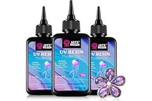 LET'S RESIN UV Resin, 300g Low Viscosity Crystal Clear Thin UV Resin Kit, Quick-Curing & Low Shrinkage Ultraviolet Epoxy Resin for Crafts, Casting, Moulds