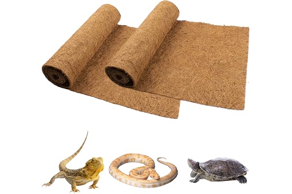 Fengaim Tapis pour Reptile en Fibre de Noix de Coco, 2 Paquets de Tapis naturels pour Reptile, pour Dragon Barbu, léopard, Gecko, Iguane, lézard, Serpent, Tortue, 100 * 30cm/40 * 12 Pouces