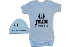 Acce Products Jedi in Training Baby Grow/Bodysuit/Romper/T-Shirt & Beanie Hat/Cap 0 to 12 Months
