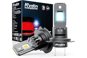 Nvdin lampadine h7 led 28000lm, lampadina per fari auto e moto 12v, montaggio diretto per luce abbagliante o anabbagliante, 1:1 alogeno dimensionato, luce bianca 6000k