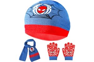 GENERIC Superhero Gloves Hat Scarf for Kids Boys 3 in 1 Set Winter Warm Beanie Super Hero Adventure Gifts