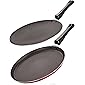 NIRLON Nonstick Cookware 3 Layer Combo Set of Roti Concave Tawa 28.5cm & Crispy Dosa Flat Tawa 27.5 cm (Aluminium,Red…