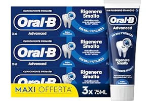 Oral-B Dentifricio Advanced Rigenera Smalto 3x75ml, Dentifricio Oral B, Clinicamente Provato, Pulizia Denti Efficace, Alito Fresco, Extra Freschezza Sapore Eucalipto