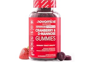 Cranberry & D Mannose Gummies - Urinary Tract Health & Bladder Control - Vegan - Alternative to Cranberry Tablets, Juice, or D Mannose Powder - Inulin, Magnesium - 60 Gummies - Novomins