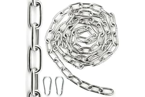 Ziamzra Chaine Acier Inoxydable 304 Chainette 2 M 6 mm Chaine Acier Metal Chaine Maillon Chaine Antivol Chaines Attache pour Chaine Chien Hamac Clôture Chaine de Levage Chaine Antivol Chaine Pluie