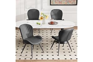 Hawthyhome Dining Chairs Set of 4 | Upholstered Fabric with Backrest, Metal Legs, Modern Kitchen & Dining Room Chairs • Dark Grey