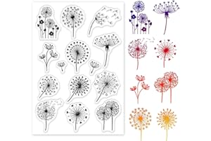 GLOBLELAND Dandelion Clear Stamps Flowers Plants Silicone Clear Stamp Seals for Cards Making DIY Scrapbooking Photo Journal Album Decoration
