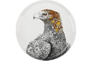 Maxwell & Williams Marini Ferlazzo Birds Decorative Side Plate with Wedge-Tailed Eagle Design, Gift Boxed, Fine China, White, 20 cm