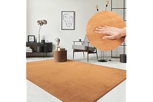 the carpet Relax Nowoczesny, puszysty dywan z krótkim włosiem, antypoślizgowy spód, nadaje się do prania w temperaturze do 30°C, super miękki, imitacja futra, kolor: terra, 80 x 150 cm