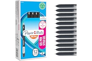 Paper Mate InkJoy bolígrafo de gel | punta media (0,7mm) | negro | caja de 12