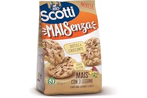 Riso Scotti Snack - Maisenza Mais con 3 Legumi - Snack Sottili e Croccanti Senza Glutine - 60 g