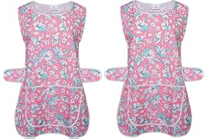 a2z workwear Pack Of 2 Ladies Womens Tabard Floral Home Work Tabards Overall Kitchen Cleaning Apron One Big Pocket