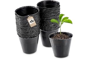 KADAX Doniczka na sadzonki, okrągłe doniczki z tworzywa sztucznego, doniczki do sadzonek, doniczki plastikowe, Ø 6 cm, 100 sztuk, czarna)