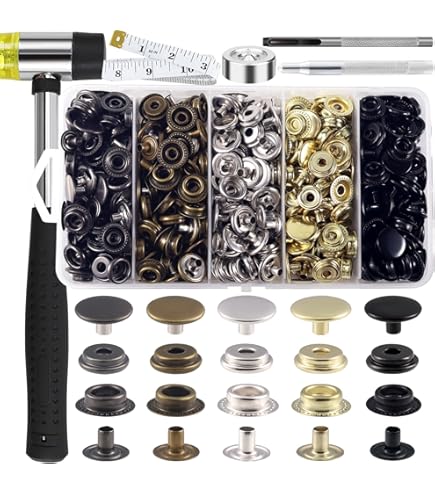 Kit De Boutons Pression 506 Pièces - 5 Couleurs, Acier Inoxydable, Avec Outils (Marteau, Poinçon) - Pour Couture, Cuir, Jeans, DIY