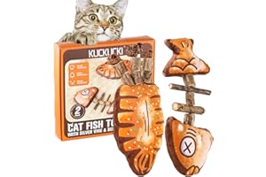 KUCKUCKI 2 Piezas Juguetes Pez para Gatos, Palitos De Hierba Gatera, Juguete Interactivo Masticar Palos Gato