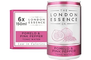 The London Essence Co., Water Lot de 6 mélangeurs parfaits pour vos spiritueux de qualité supérieure, sans colorants artificiels ni arômes faibles en calories, pomelo et poivre rose, 150 ml
