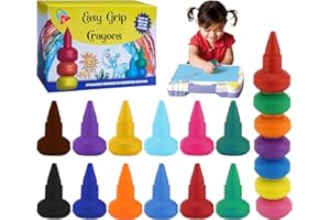 HOVUK 19Pcs Easy-Grip Non-Toxic Washable Crayons for Kids, Stackable, Eco-Friendly, Safe Easter Crayons for Toddlers 12+ Months - Art Supplies for Drawing, Crafts & Gifts